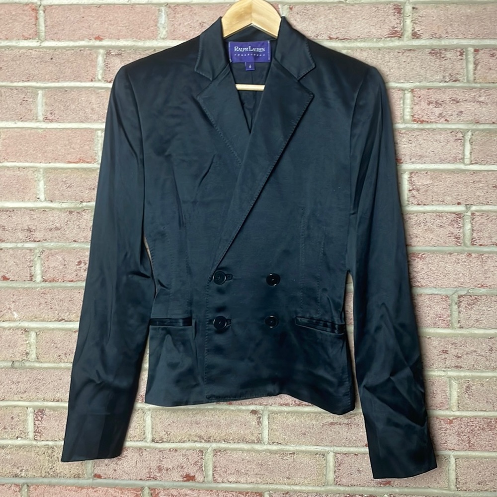 Vintage Ralph Lauren Purple Label Black Satin Blazer